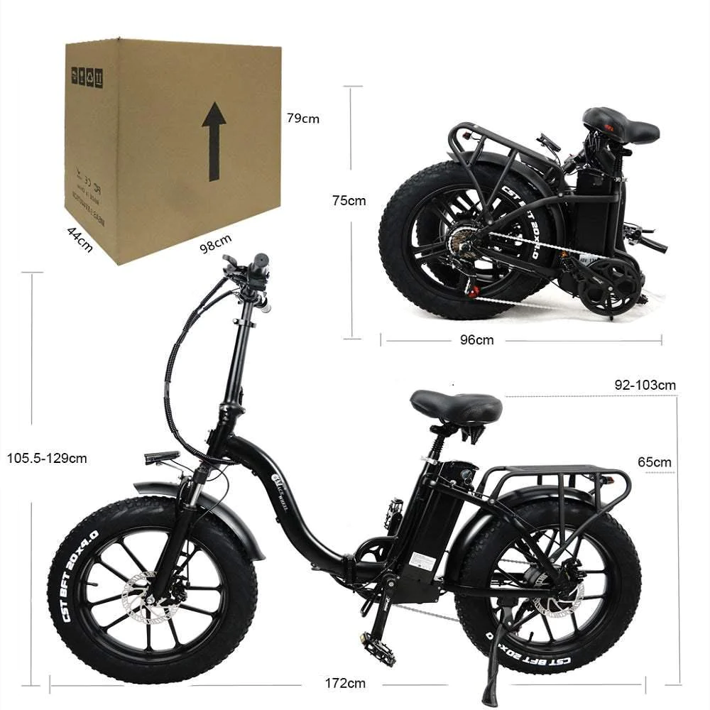 Vélo CMACEWHEEL Y20 750W 20" Fat Bike électrique Pliable avec Cadre Ouvert – Image 8