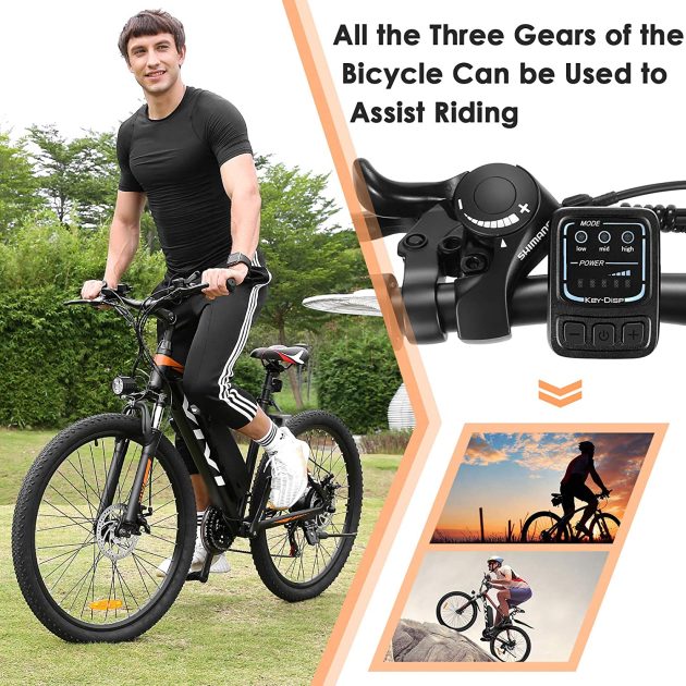 VIVI 26" 250W Vélo de Montagne électrique 36V 10,4Ah ORANGE Vélo de Transport à Batterie Amovible 25MPH 21 Vitesses E-Bike Adulte – Image 7