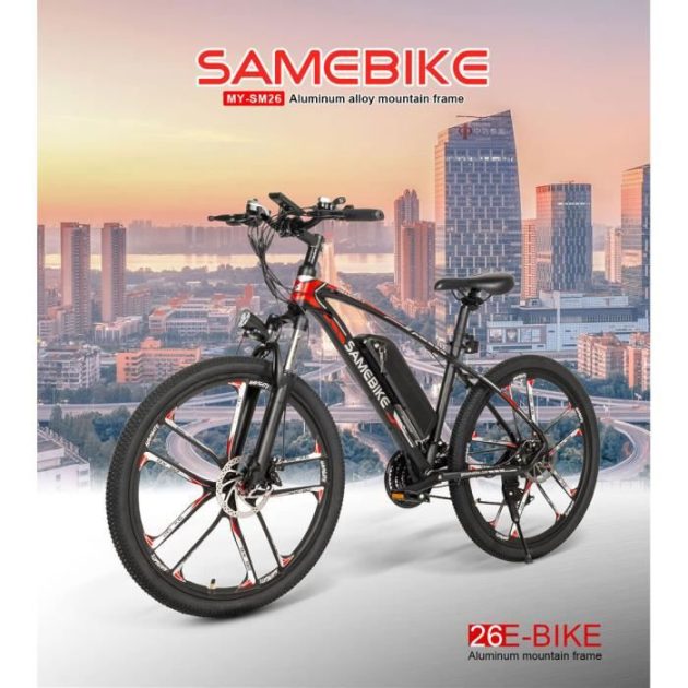 Vélo assistance Electrique - Samebike MYSM26 26" 48V 350W 30 km / h - 2000mAh - Noir – Image 2